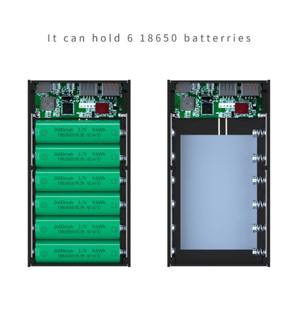 6* 18650 Power Bank Case Wireless Fast Charge PD CX6 For Smart Phone Charging Flashlight Dual USB DIY Battery Storage Boxes
