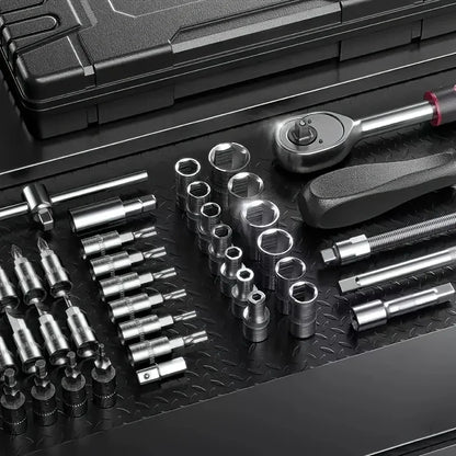 Professional 46pcs Cr-V Steel Socket Set with Ratchet Wrench Storage Bag Durable Sockets Extension Bar for Auto Home Repair