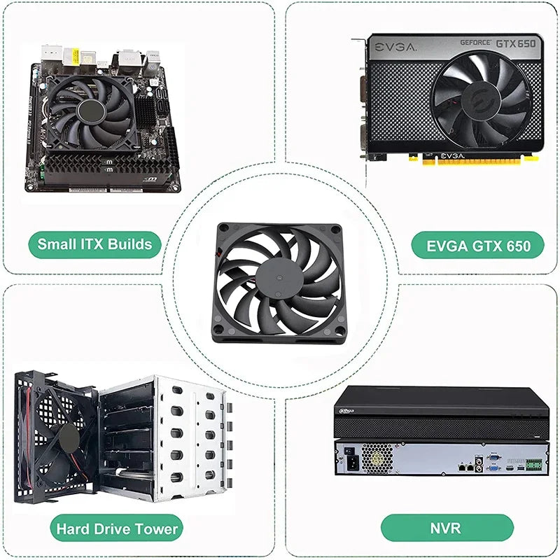 8015 8CM Chassis Fan Slim 15mm Thinckness 5V 12V 24V Sleeve Bearing Axial Cooler 2PIN USB 80mm PC Case Cooling Ventilator