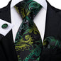 Black And Silver Paisley Floral Men's Ties Gray Blue Pink Wedding Accessories Neck Tie Set Handkerchief Cufflinks Gift For Men