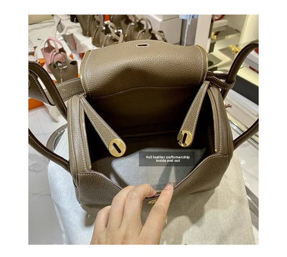 Women's Handbag 2025 New Style Top Layer Cowhide Leather Lundy Mini Doctor Bag Genuine Leather Handbag Single Shoulder Crossb...