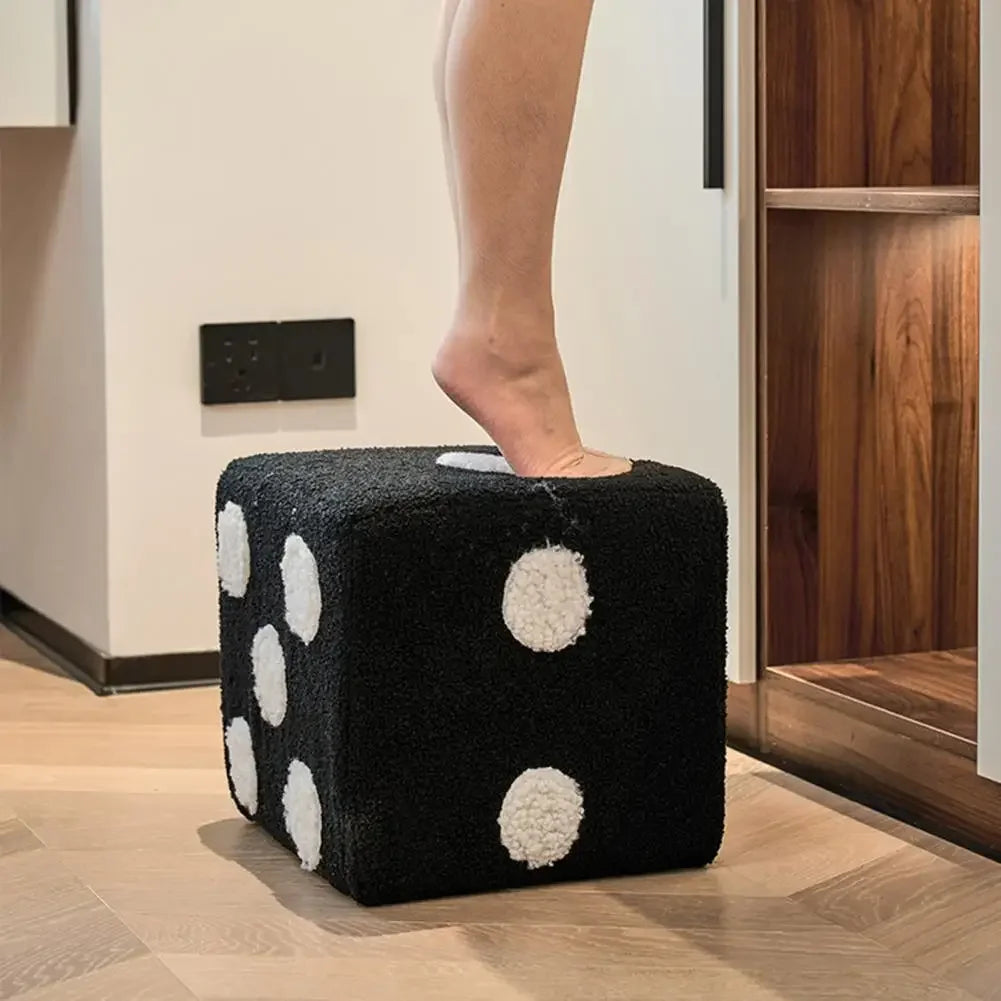 Soft Cubic Imitation Lamb Wool Funny Shoes Stool Bedroom Decorative Dices Stool Living Room Mobile Furniture Home Decoration