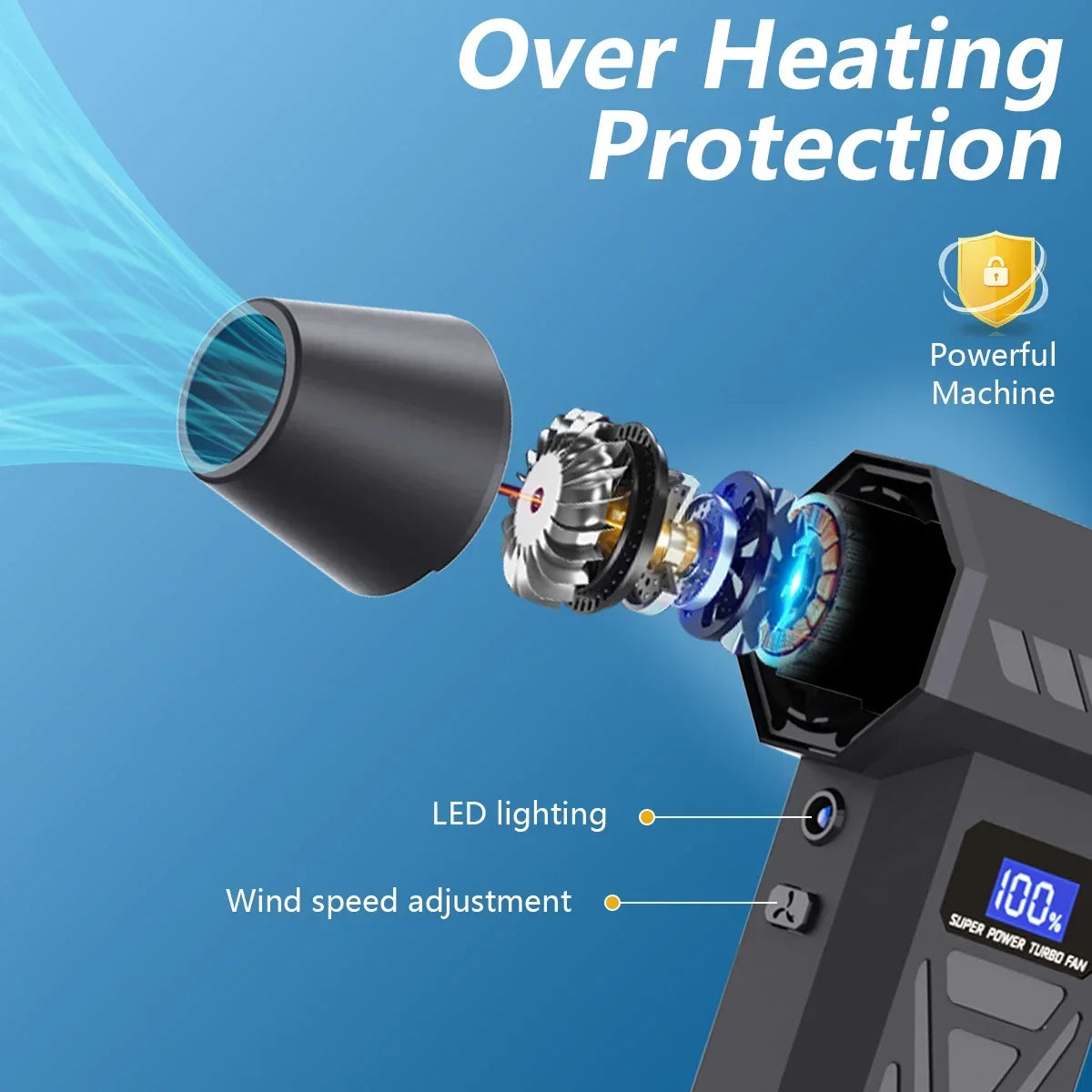 Type-C X6 Violent Fan Powerful Vacuum Dust Cleaner 140000RPM Strong Wind Fast Charging Brushless Turbo Blower Jet for Cleaning