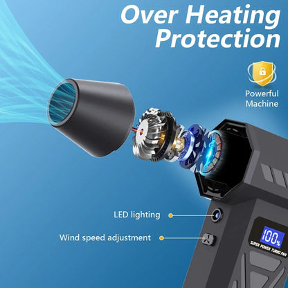 Type-C X6 Violent Fan Powerful Vacuum Dust Cleaner 140000RPM Strong Wind Fast Charging Brushless Turbo Blower Jet for Cleaning