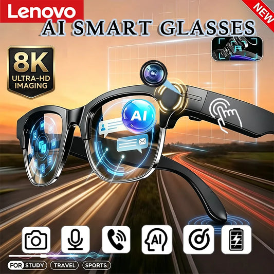 Lenovo 8K HD AI Smart Glasses AI Translation Hands-Free Calling AI Chat Logging Music Playback Smart Sunglasses for Men 2026 Ne