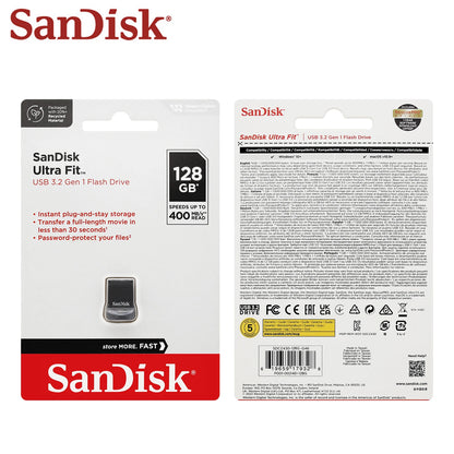 SanDisk Ultra Fit USB 3.2 Pendrive Mini 16GB 32GB 64GB 128GB 256GB 512GB CZ430 Pamięć USB Do 400 MB/s Dysk U
