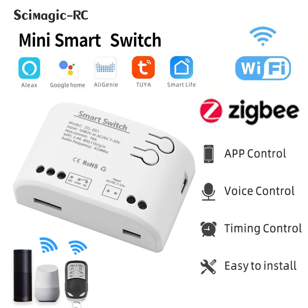 Tuya Zigbee Relay 4CH Smart Home Switch Module APP Remote Control Wireless Radio RF 433 4 Channel Relay for Zigbee Gateway Hub