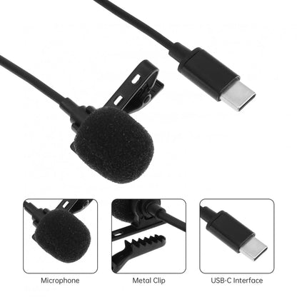 Lavalier Mic USB C Microphone Lapel Clip Mic for Android TypeC Equipment