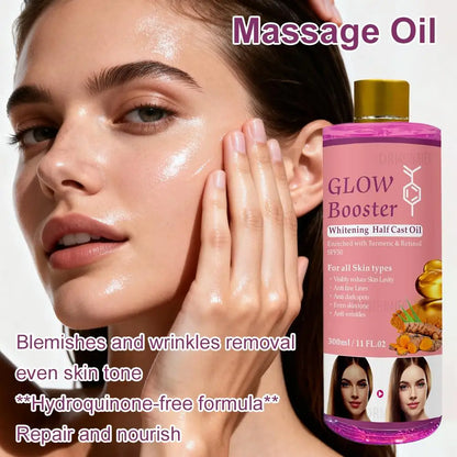Booster Lightening Radiance Half Cast Oil 300ml Brightening Body Oil for All Skin Types, Brightening & Repairing Body Oil Skinca