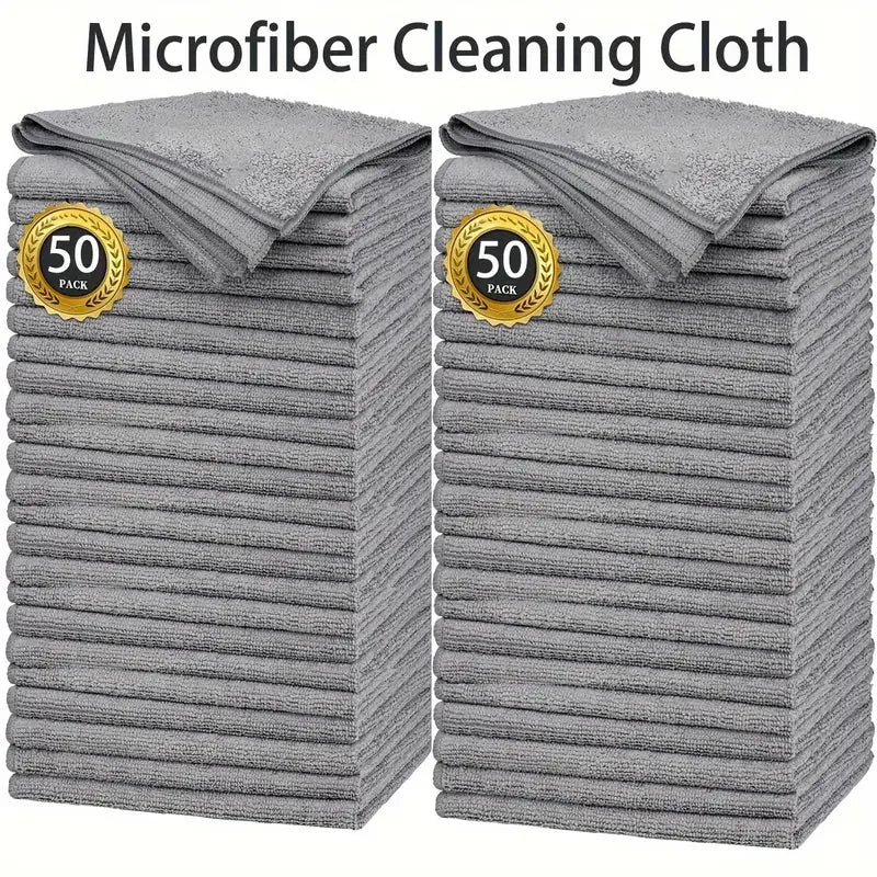 1/100PCS Gray Bamboo Charcoal Thickened Super Absorbent Dishcloth Anti-grease Kitchen Wiping Rags Microfiber Cleaning Cloths