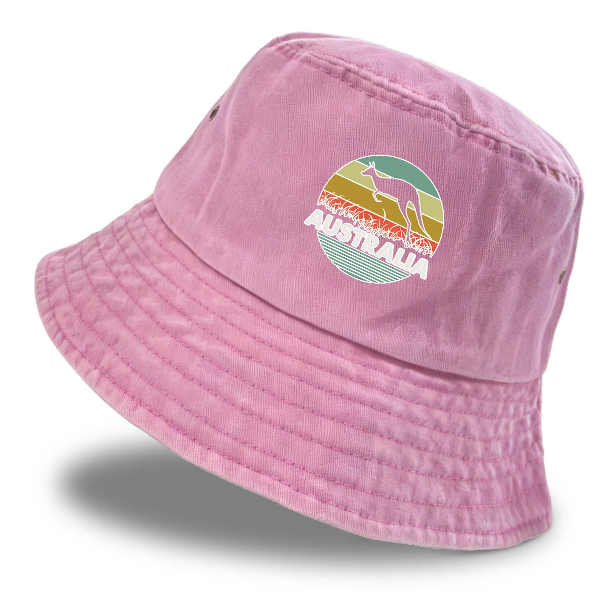 "AUSTRALIA" Kangaroo Printed Bucket Hat Trendy Simple Summer Hip Hop Fishing Hat For Gifts Unisex Outdoor Accessory Travel Hat