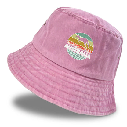 "AUSTRALIA" Kangaroo Printed Bucket Hat Trendy Simple Summer Hip Hop Fishing Hat For Gifts Unisex Outdoor Accessory Travel Hat