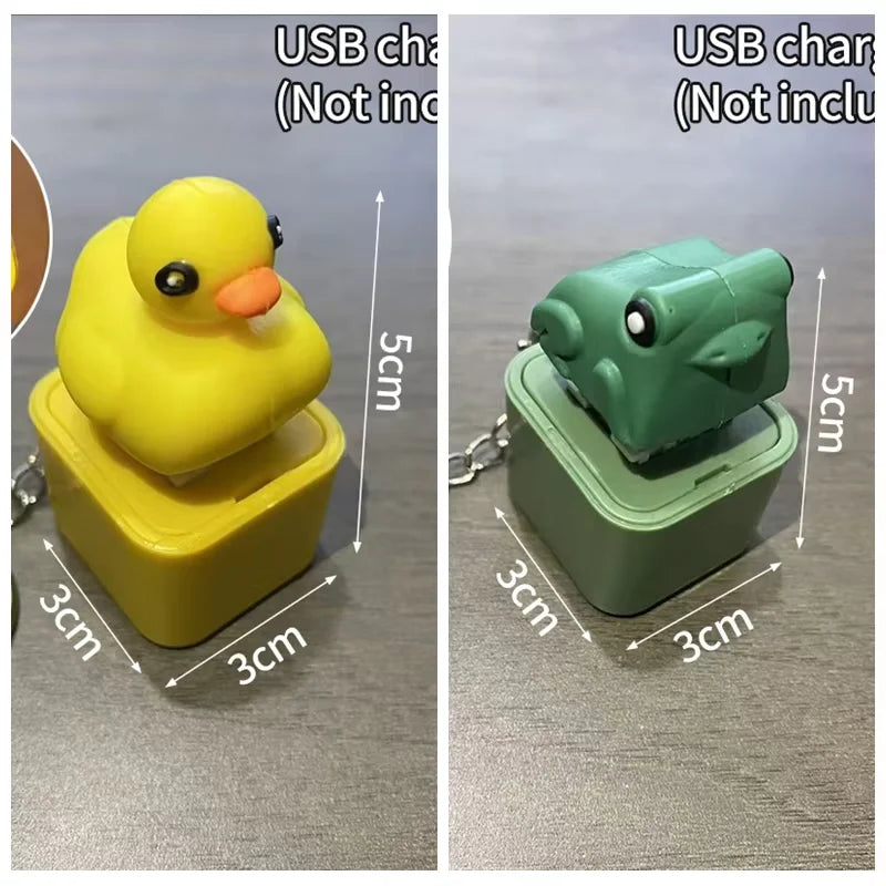 Lizard Frog Duck Button Keychain Decompression Toys Funny Lizard Sounds And Flash Effects Rechargeable Portable Stress  Toy