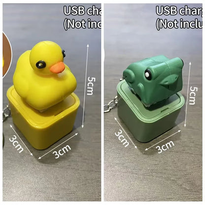 Lizard Frog Duck Button Keychain Decompression Toys Funny Lizard Sounds And Flash Effects Rechargeable Portable Stress  Toy