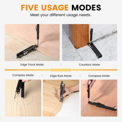 Multi-function Scribing Ruler Contour Gauge Scribe Compass Carpentry Graffiti Line Measuring Hand Tools Woodworking Construction