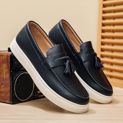 Fashion Men's Casual Shoes pu Leather Men British Style Penny Loafers Mens Slip-on Thick Sole Outdoor Flats