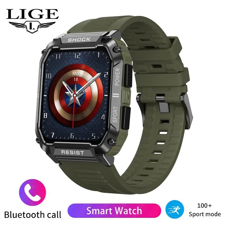 LIGE nowy wytrzymały wojskowy smartwatch z połączeniami Bluetooth dla mężczyzn 1,95" ekran HD 100+ trybów sportowych monitorowanie zdrowia Smartwatch dla Androida i iOS
