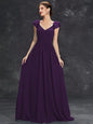 Mgiacy V-neck cap sleeve ruffle lace Extra long evening gown Ball dress Party dress Bridesmaid dress