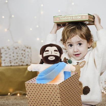 Breathing Jesus Plush Toy Soft Calming Sacred Heart Comfort Plushie for Kids, 4 Breathing Modes, Easter Christmas Gift