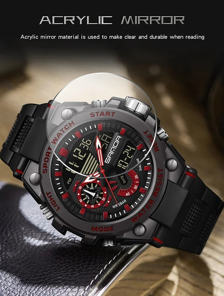 Sanda Men's Digital Fashion Waterproof Outdoor Sports Multifunctional Electronic Watch SD3302-12
