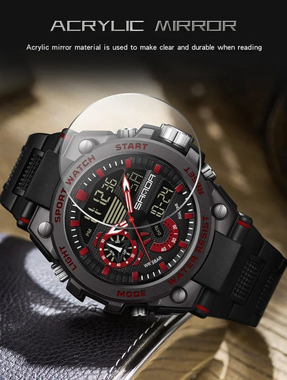 Sanda Men's Digital Fashion Waterproof Outdoor Sports Multifunctional Electronic Watch SD3302-12