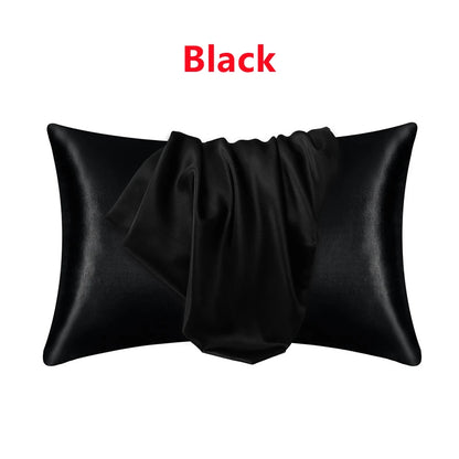 New 2pcs Nordic Pure Emulation Silk Pillowcase White Black Grey Decorative Pillow Covers Luxury Comfortable Home Bedding Cases