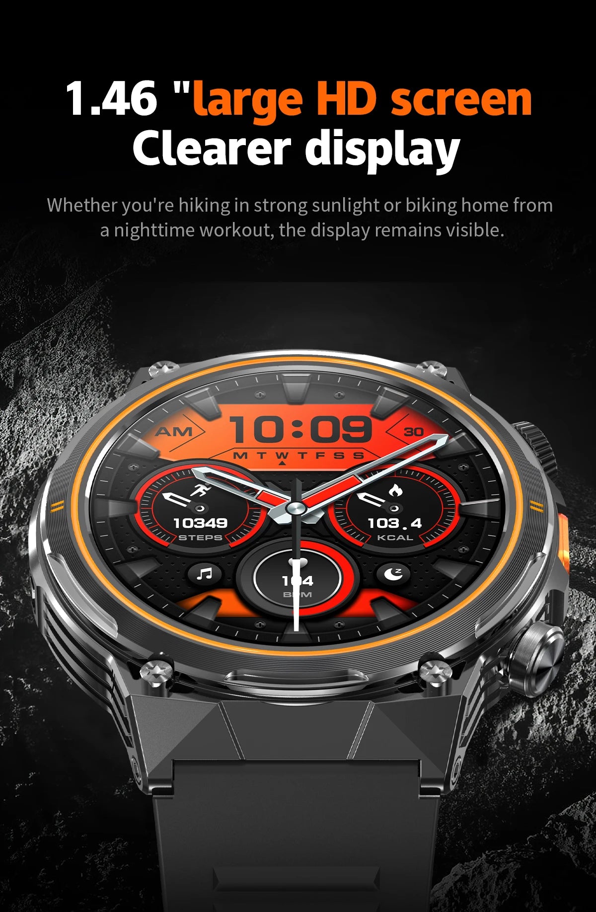 LIGE 2026 Nowy Zewnętrzny Wojskowy Zegarek Smartwatch z Baterią 400 mAh, Wodoodporność 5ATM, Latarka, Monitor Tętna, Tracker Sportowy dla Mężczyzn