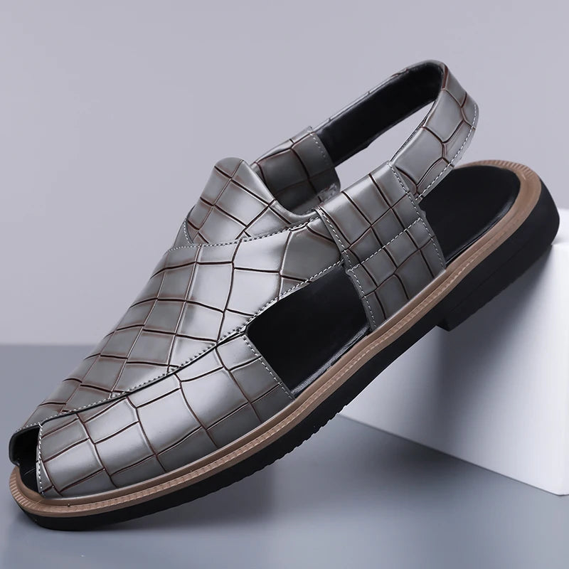 Men's Summer Breathable Soft-Soled Roman Sandals Anti-Slip Comfortable Slip-On Casual Covered-Toe Shoes-2021