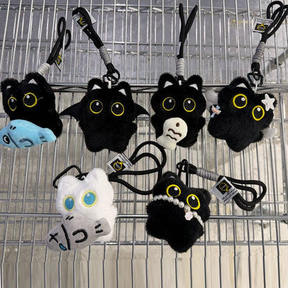 6/1 szt. Urocza pluszowa lalka czarny kot brelok do kluczy zawieszka do torebki Charms Kawaii akcesoria do breloczków dla kobiet par prezent