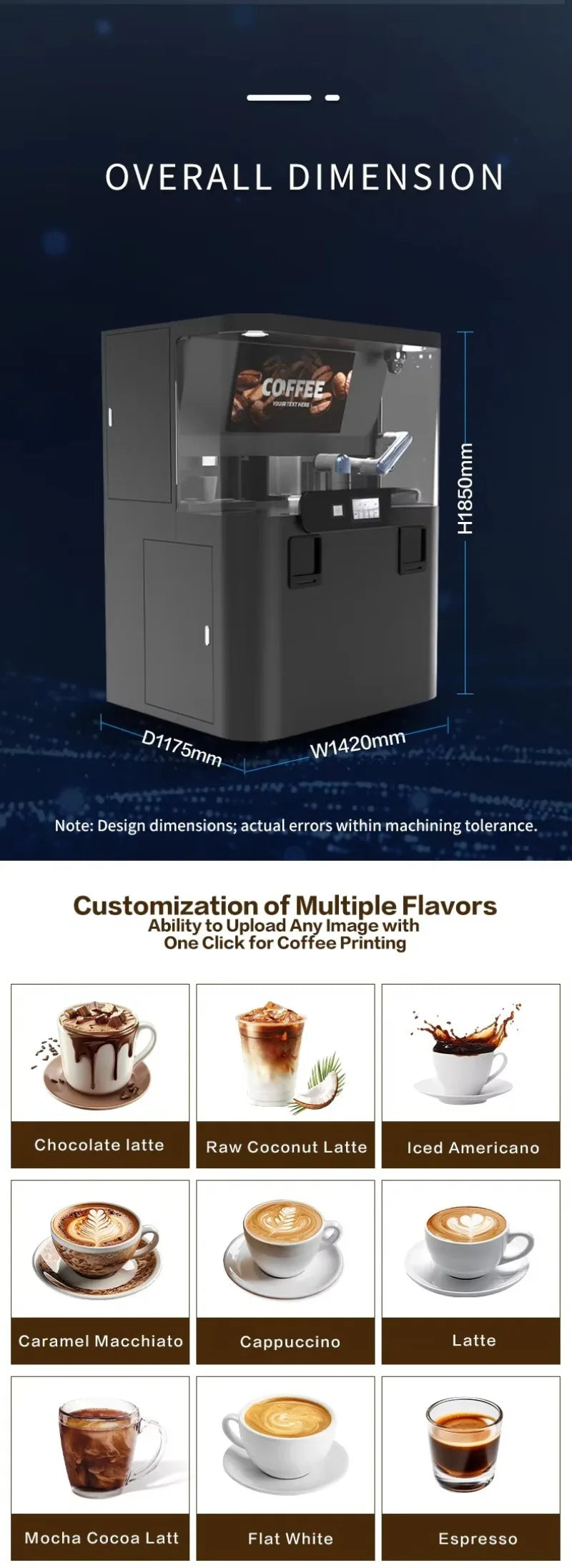 Custom AI Robotic Barista Coffee Machine, Smart AI Coffee Robot, Commercial Self Service Espresso Maker for Mall Hotel Cafe