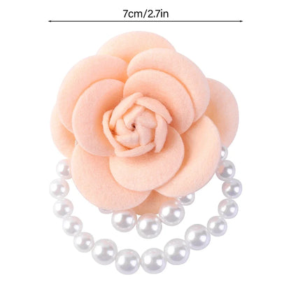 Multicolor Camellia Brooch Women Retro White Black Red Pink Wool Scarf Buckle Girls Pearl Brooches Elegant Jewelry Accessories