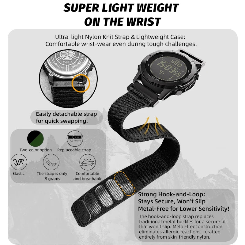 NORTH EDGE 2026 LITECORE Men's Digital Watch Sports Super Light Outdoor Compass Pedometer Waterproof 50M Electronics Wristwatch