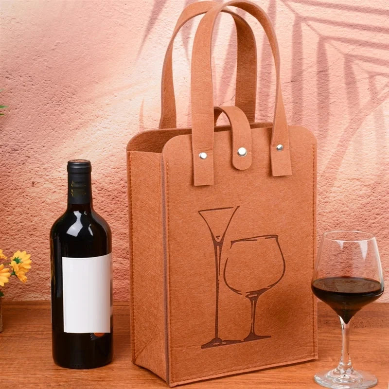 New Felt Red Wine Bag Gift Double Wine Gift Storage Bag Handheld Drink Bag
