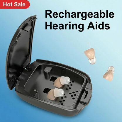 Rechargeable Invisible Hearing Aids C220 In-Ear Noise Reduction with Drying Function for Mild to Moderate Hearing Loss