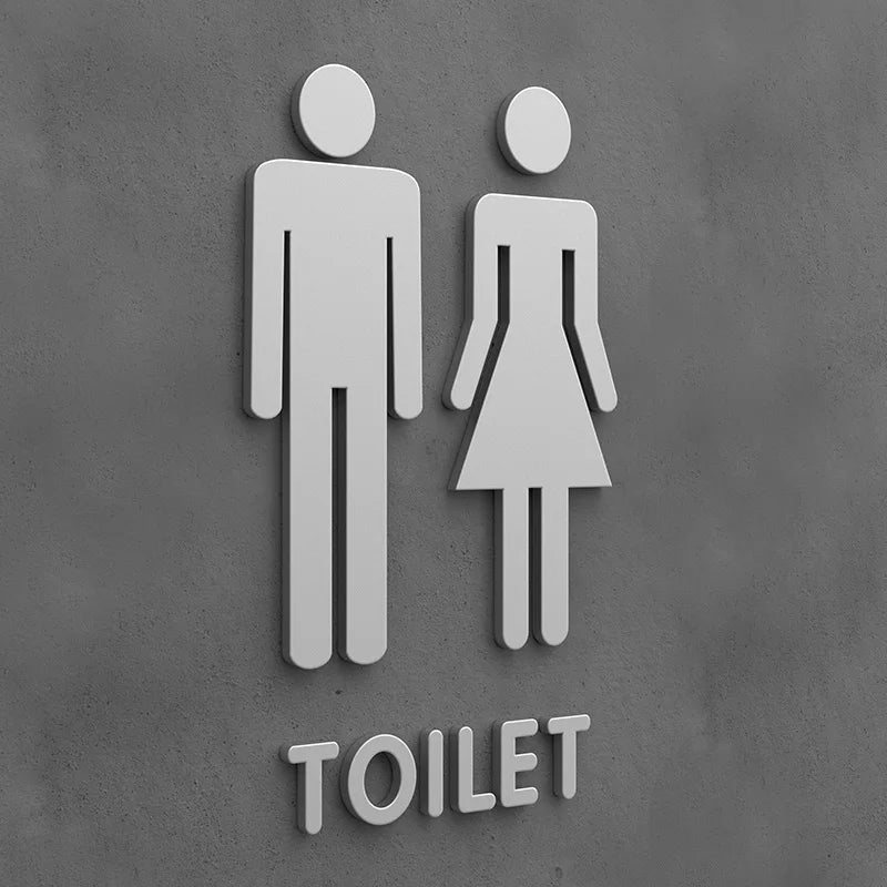 Matte Black Gold Toilet Sign Plate Acrylic 3D Wash Room Door Wall Label Sticker Wc BathRoom Signage Board Art Hotel Home Decor