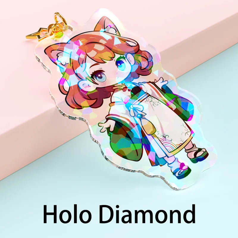 Custom Acrylic Keychains Cartoon Logo Key Chains Photo Customized Anime Charms Hologram Clear Personalized Designer Keychain