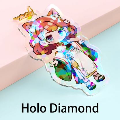 Custom Acrylic Keychains Cartoon Logo Key Chains Photo Customized Anime Charms Hologram Clear Personalized Designer Keychain