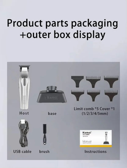 Kemei Clippers Professional Haircut Suit Rechargeable Hair Clippers Metal Body Shaver LCD Display Clipper For Man KM-3023 Set