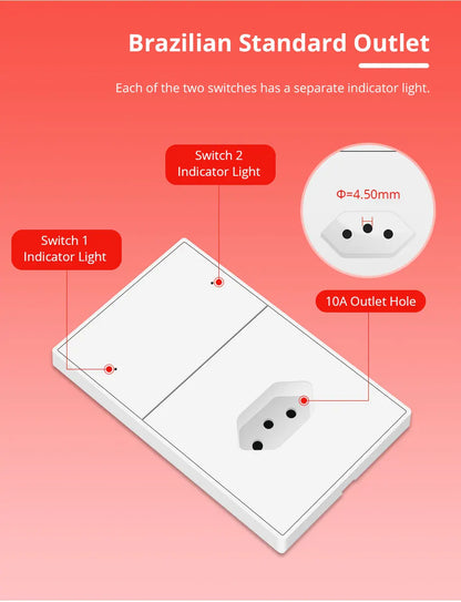 Zemismart Zigbee Brazil Outlet 10A 20A Brazilian Socket Work with Tuya Smart life Google Home Smartthings Homekit Control via M6