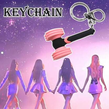 Bp Fan Support Stick Keychain Kpop Popular Girl Group Love Hammer Keychain Girl Group Star Concert Black Fan Key Chains