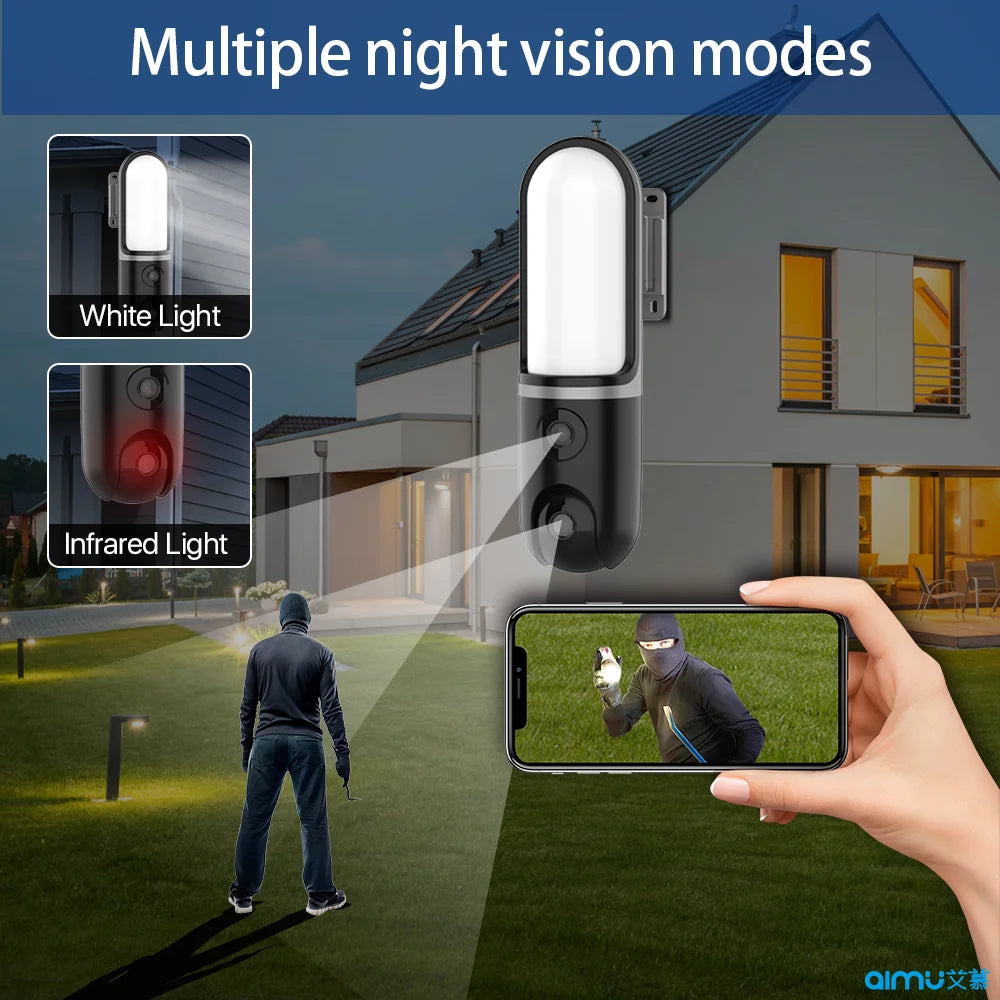 Kamera uliczna OKAM PRO 2w1, HD 6MP, Wi-Fi, CCTV, dwuobiektywowa kamera zewnętrzna, wodoodporna, śledzenie ruchu, noktowizor, PTZ