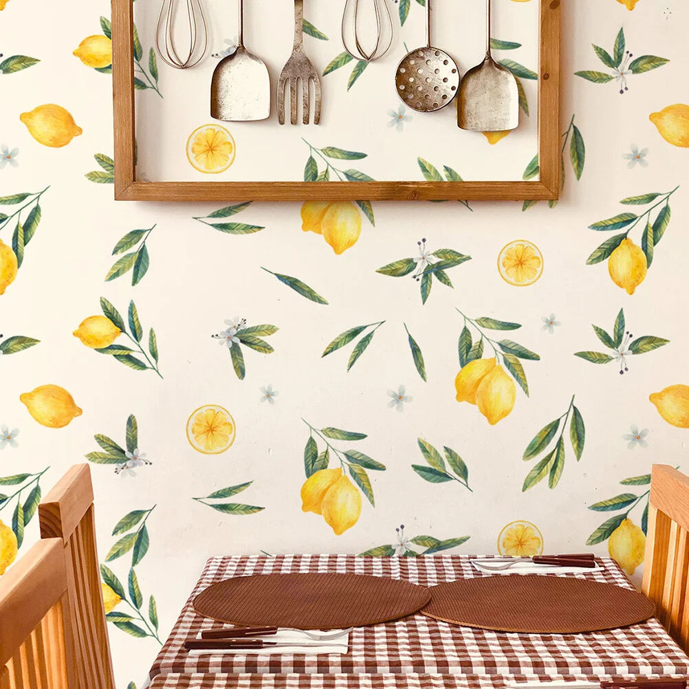 2 Sheets Mural Wall Decor Decals Walls Room Sticker Cabinet Kid Home Lemon Bedroom Fruit Minimalist Stickers For Children'S Room