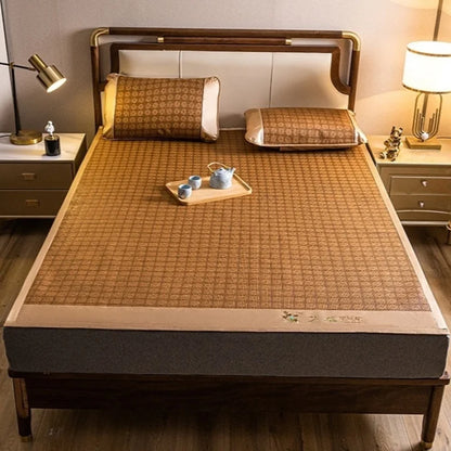 Ice Silk Cooling Mat Natural Mountain Foldable Double Bed Mattress Mugwort Cooling Pad Summer Sleep Cooling Bedding for Couple