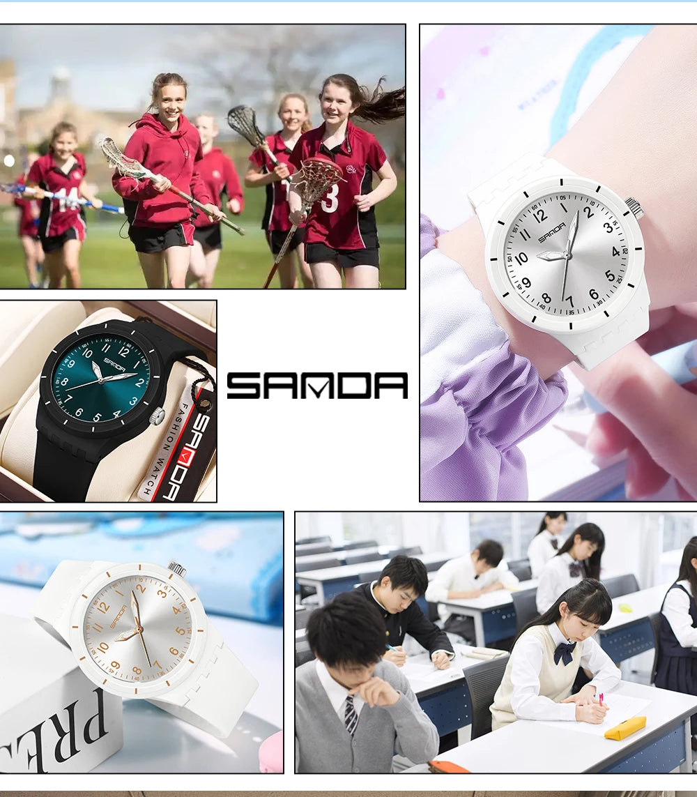 SANDA New Fashion Man Sports Watches Unisex Quartz Watch Simple Waterproof 50M Night Light Men Woman Student Gift Silicone Watch