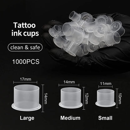 300/100PCS Disposable Tattoo Ink Cups with Base S/M/L Mixed Permanent Makeup Pigment Holder Caps Tattoo Accessories