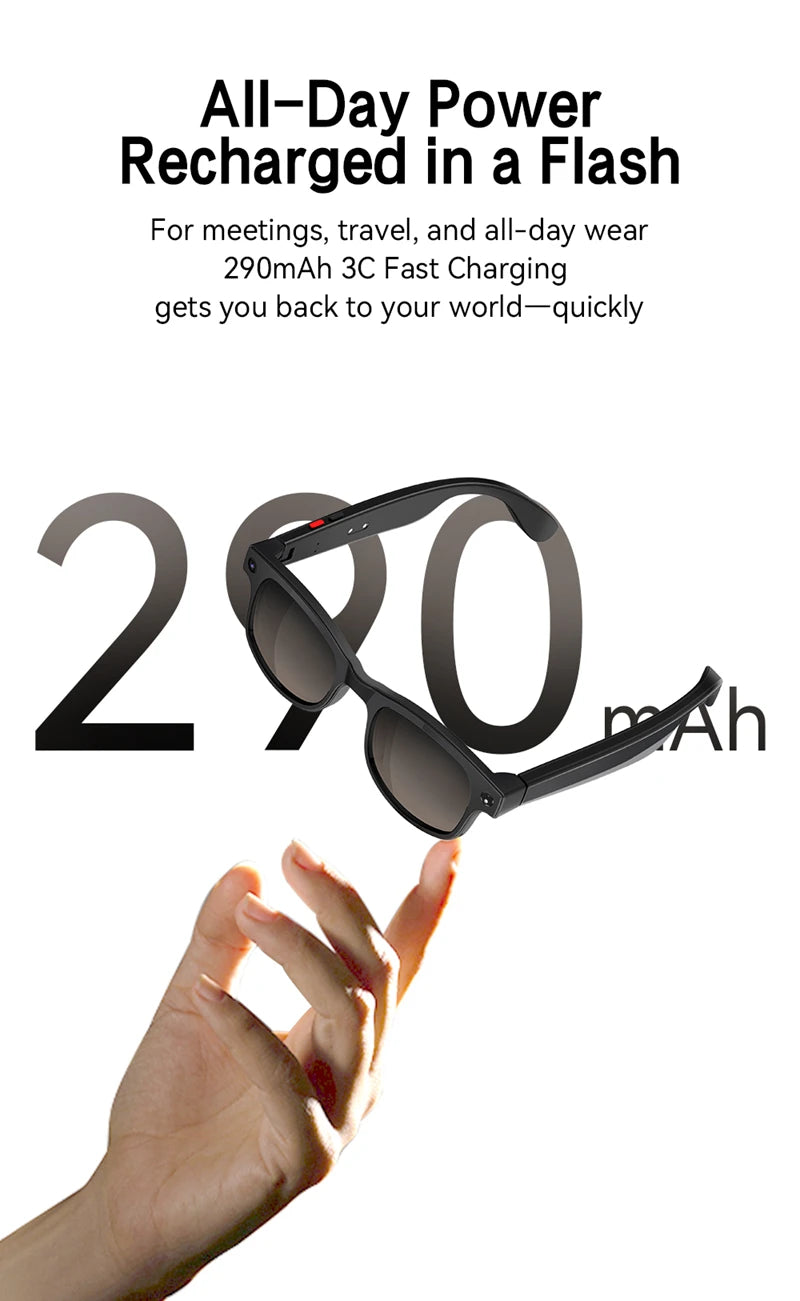 4K HD 800W Pixel Camera Smart Glasses Video Recording AI Photo Recognition Bluetooth Call Voice Translation Sunglasses