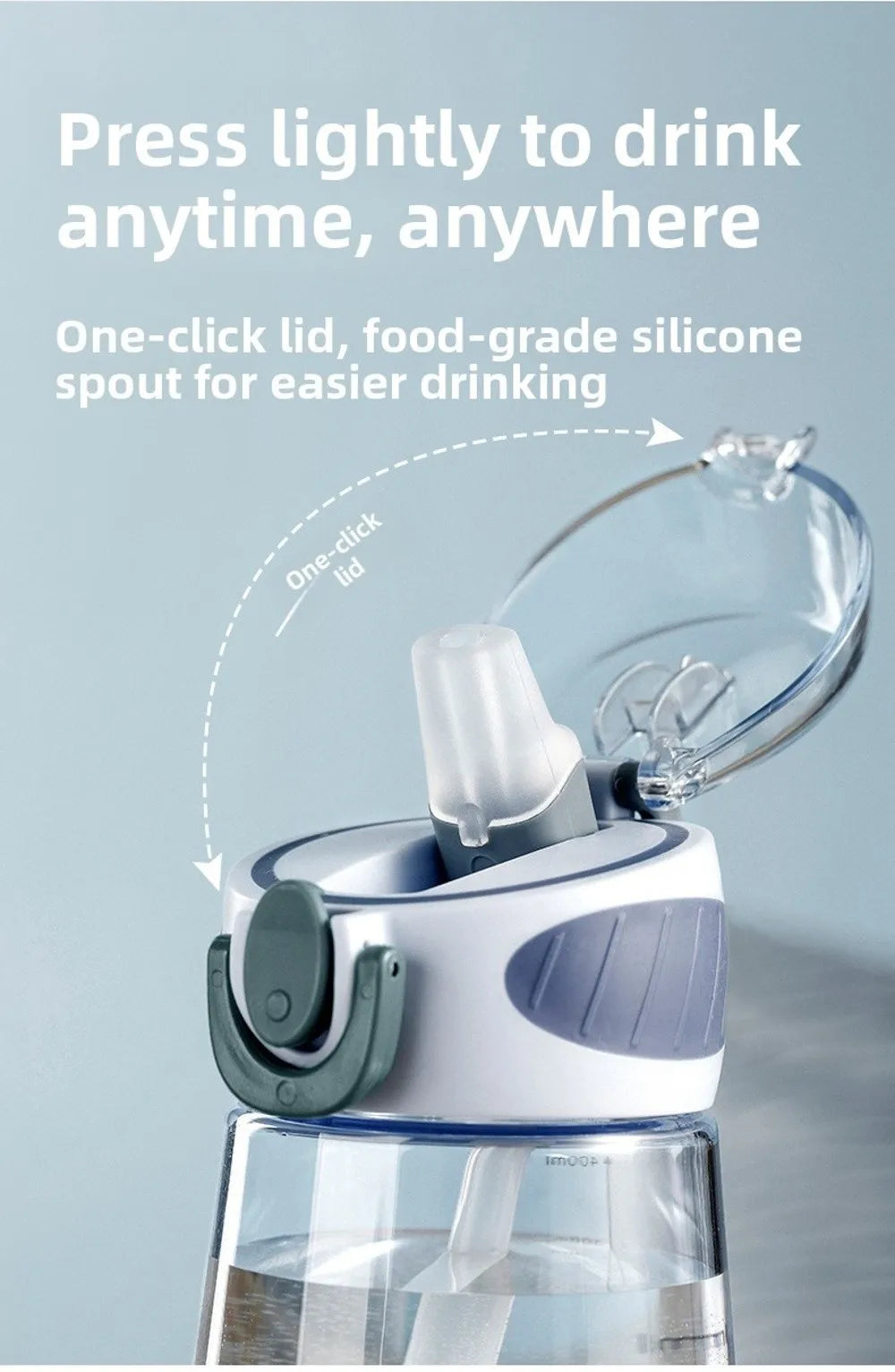 Portable Plastic Water Straw Cup Drop Proof with Scale Sippy Cup Leak-proof Food-Grade Silicone Water Bottle