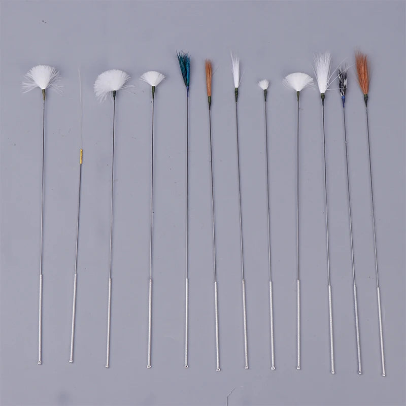 1/5Pcs Goose Feather Stick Ear Picking Elastic Earwax Cleaner Stick Massage Chicken Peacock Feather Silver Needle Ear Dig Tool