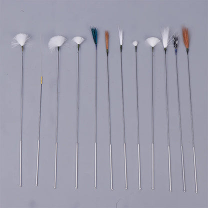 1/5Pcs Goose Feather Stick Ear Picking Elastic Earwax Cleaner Stick Massage Chicken Peacock Feather Silver Needle Ear Dig Tool