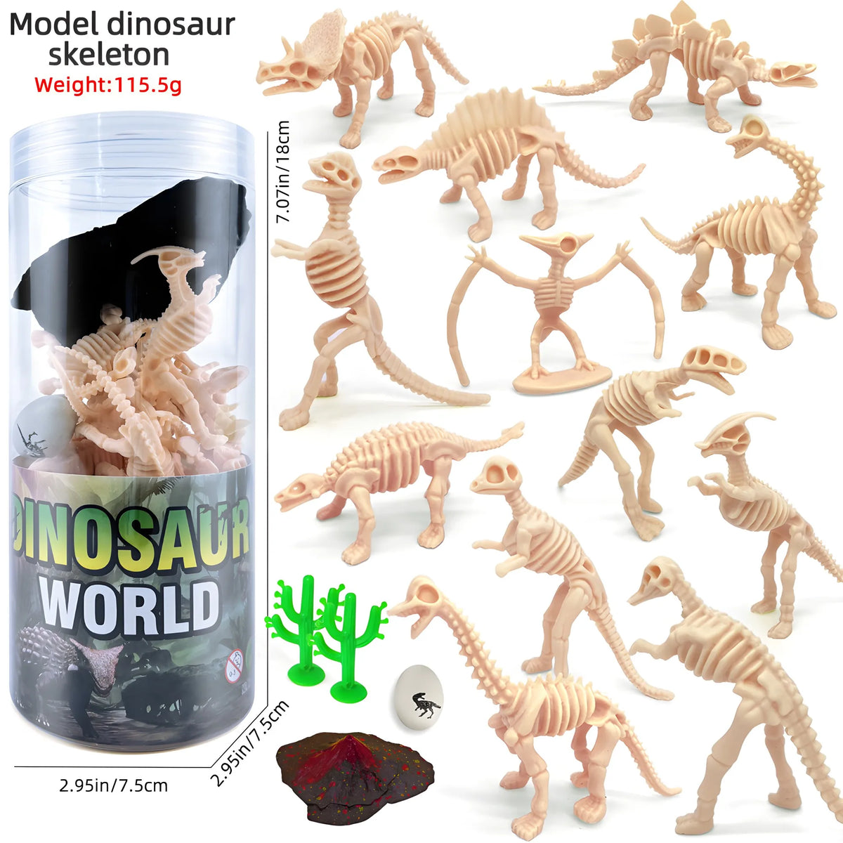 12pcs/set Dinosaur skeleton model Toys Fossil Skeleton Simulation Model Set Mini Action Figure for Children Birthday Gifts